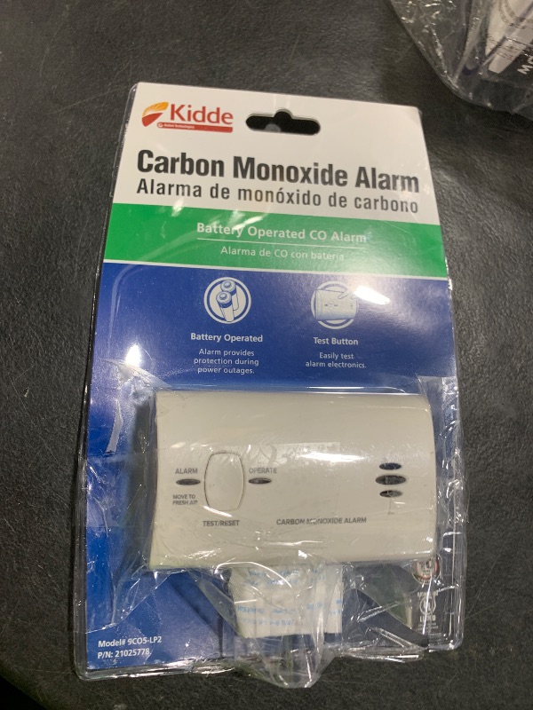 Photo 1 of Kidde Carbon Monoxide Detector, Battery Powered CO Alarm with LEDs, Test-Reset Button, Low Battery Indicator, Portable