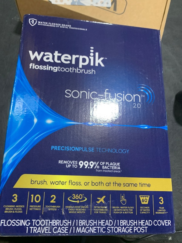 Photo 1 of Waterpik Sonic-Fusion 2.0 Professional Flossing Electric Toothbrush with Water Flosser Combo In One, White SF-04, Packaging May Vary