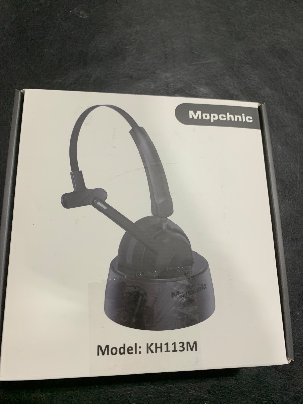 Photo 1 of Mopchnic Bluetooth Headset, Wireless Headphone with AI Noise-Canceling Microphone for Computer, On Ear Bluetooth Headset with USB Dongle for Office Call Center Skype Zoom Meeting Online Class (Black)