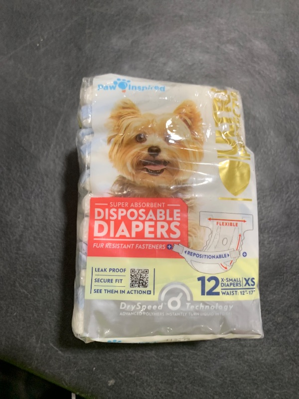 Photo 1 of Paw Inspired Disposable Dog Diapers | Female Dog Diapers Ultra Protection | Diapers for Dogs in Heat, Excitable Urination, or Incontinence (12&144 Count) (X-Small (12 Count))