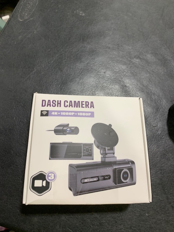 Photo 1 of 3 Channel 5G WiFi Dash Cam, 4K+1080P+1080P Dash Cam Front and Rear Inside with 64GB Card, 3.16” IPS Screen, G-Sensor, Loop Recording, Parking Monitor, 170° Wide Angle, IR Night Vision, WDR, Silver