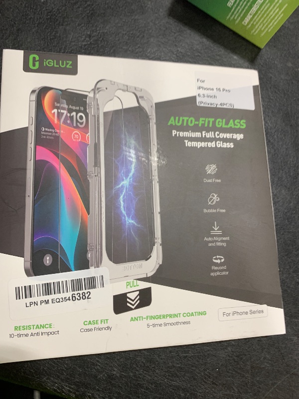 Photo 1 of iGluz 4+2 Pack for iPhone 16 Pro Privacy Screen Protector with Camera Lens Protector 6.3 inch,9H+Tempered Glass[12FT Military Grade Shatterproof &100% Anti-Spy],3D Micro-Curved Edges[Longest Durable]