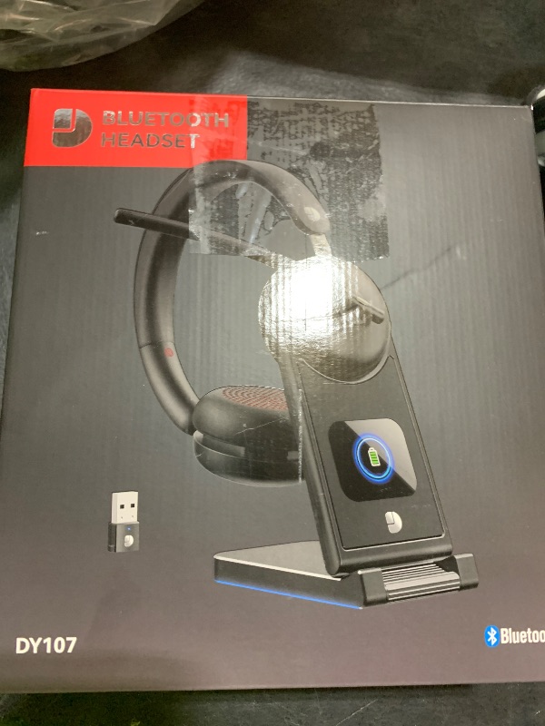 Photo 1 of Dytole Wireless Headset with Mic for Work-Bluetooth 5.3 Headset with Noise Cancelling, Wireless Headsets with 65Hrs Battery & 10Min Fast Charge, Smart Dock with Digital Display for PC/Computer/Teams