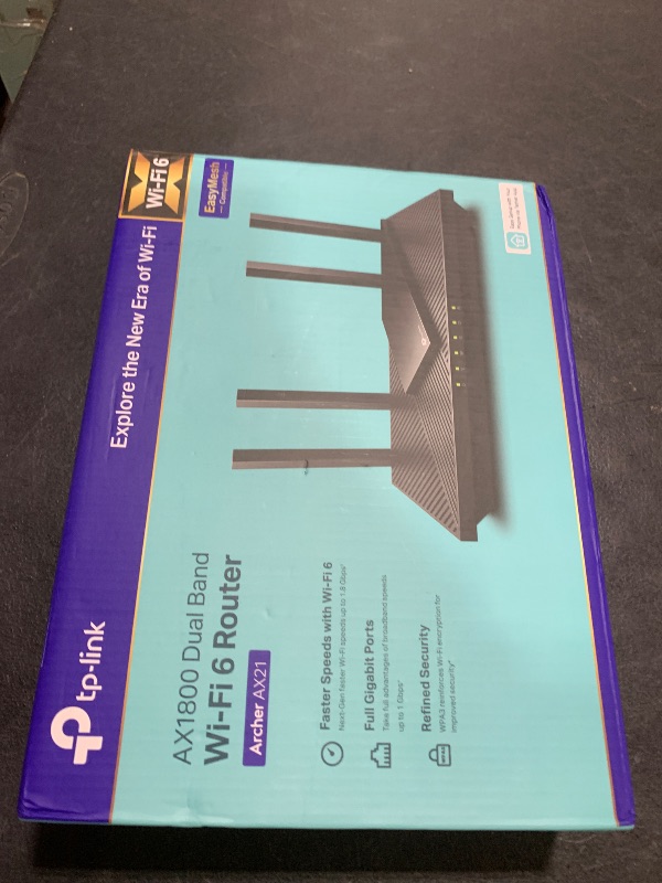 Photo 1 of TP-Link AX1800 WiFi 6 Router V4 (Archer AX21) – Dual Band Wireless Internet, Gigabit, Easy Mesh, Works with Alexa - A Certified for Humans Device, Free Expert Support