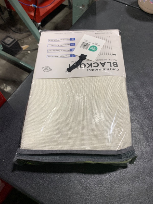 Photo 1 of 100% Blackout Shield Linen Blackout Curtains for Bedroom 84 Inches Long, Back Tab/Rod Pocket Living Room Drapes, Thermal Insulated Blackout Curtains 2 Panels Set, 50" W x 84" L, Light Cream