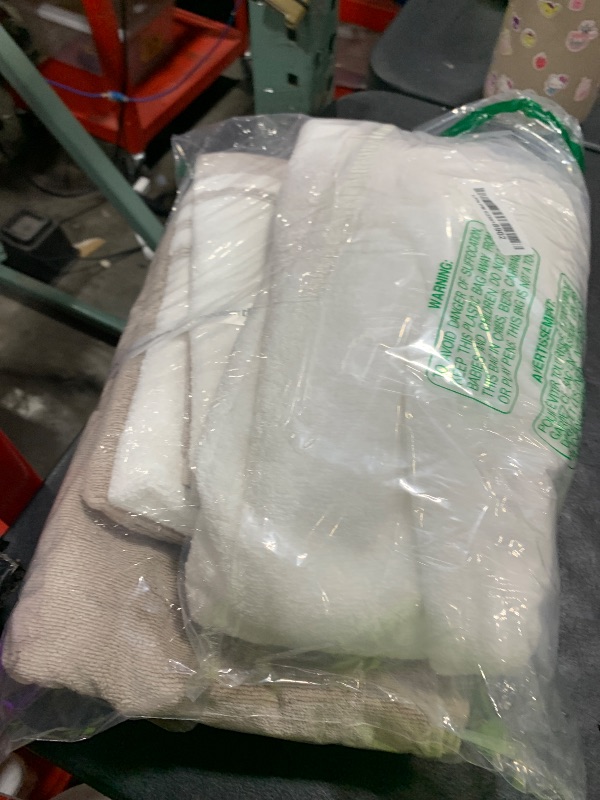 Photo 1 of Modern Threads 6 Piece Set, 2 Bath Towels, 2 Hand Towels, 2 Washcloths, Quick Dry White/Contrast Reinhart Tan