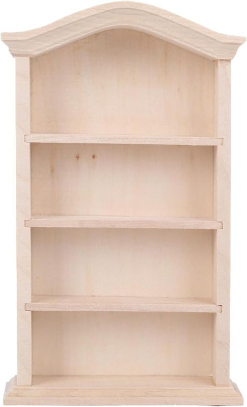 Photo 1 of Dollhouse Bookshelf, Mini Bookshelf for Mini Books, 1:12 Miniature Bookshelf of Miniature Dollhouse Furniture, Wooden Doll House Book Shelf, Dollhouse Bookcase Woodcolor