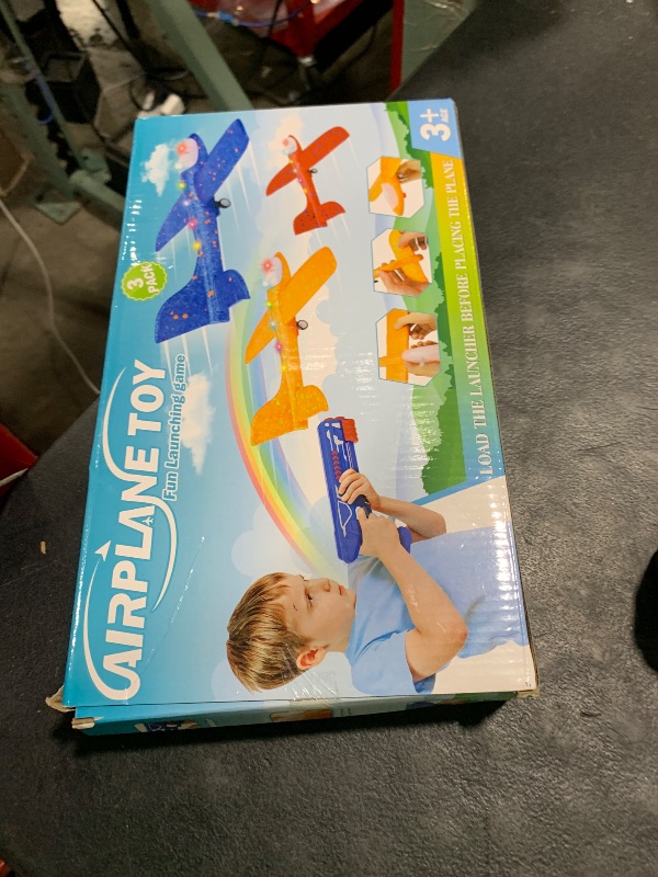 Photo 1 of 3 Pack Airplane Launcher Toy, 12.6" Foam Glider Led Plane, 2 Flight Mode Catapult Plane for Kids Outdoor Sport Flying Toys Gifts for 3 4 5 6 7 8 9 10 12 Year Old Boys Girls
