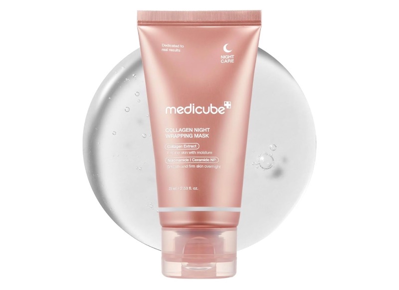 Photo 1 of medicube Collagen Overnight Wrapping Peel Off Facial Mask Pack - Elasticity & Hydration Care, Reduces Sagging & Dullness - Hydrolyzed Collagen For Glowing Skin - Korean Skin Care, 2.53 fl.oz