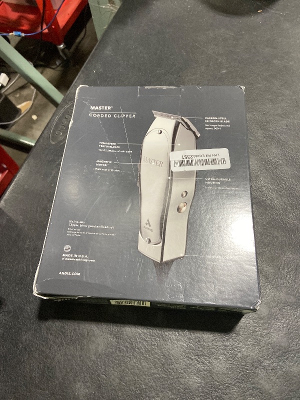 Photo 1 of Andis 01815 Professional Master Adjustable Blade Hair Clipper, Carbon Steel T-Blade - Silver