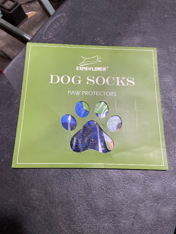 Photo 1 of EXPAWLORER Anti Slip Dog Socks to Prevent Licking Paws, Dog Shoes for Hot Pavement, Dog Booties for Hardwood Floors, Dog Boots & Paw Protectors with Grippers for Small Medium Large Senior Dogs Blue M