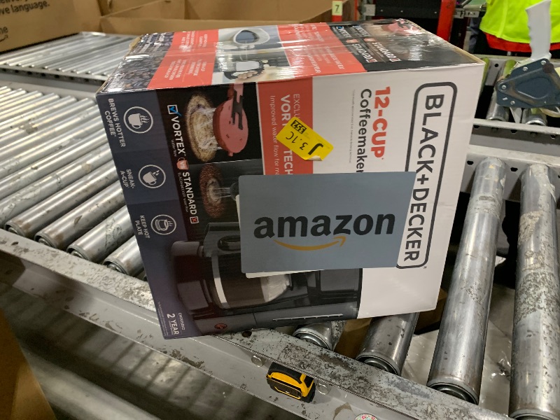 Photo 1 of BLACK+DECKER 12-Cup Coffee Maker with Easy On/Off Switch, Easy Pour, Non-Drip Carafe with Removable Filter Basket, Vortex Technology, Black