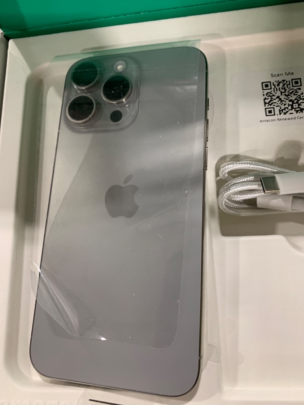 Photo 1 of Apple iPhone 15 Pro Max, 256GB, Natural Titanium - Unlocked (Renewed Premium)
