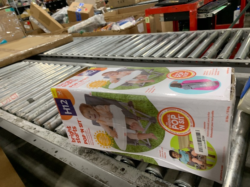 Photo 1 of Bright Starts Pop 'N Sit Portable Booster, Indoor/Outdoor Use, Floor Seat with Feeding Tray, Grey, 6 Mos - 3 Yrs