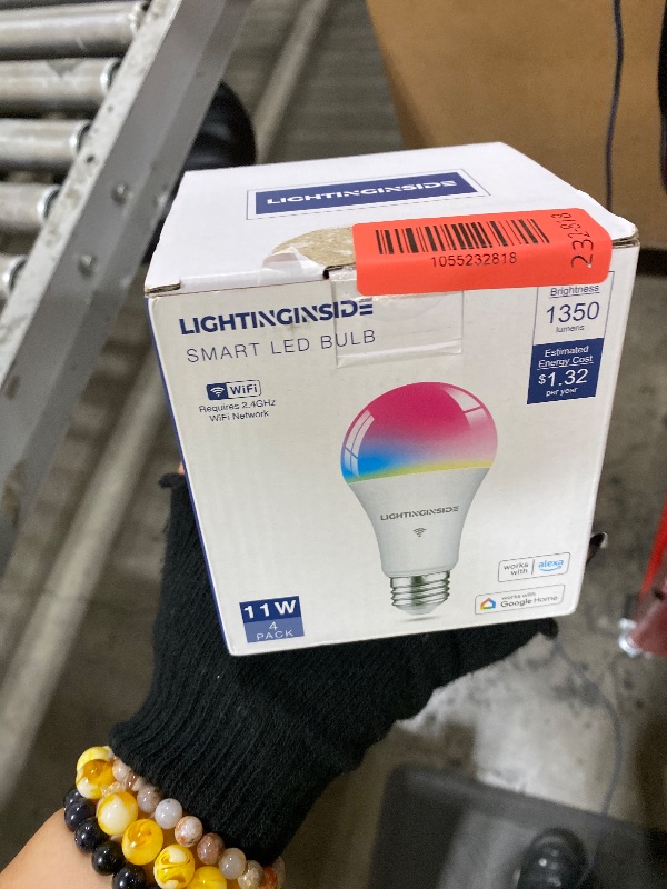 Photo 1 of Lightinginside Smart Light Bulbs 100W Equiv., 1350LM 11W Smart Bulb Works with Alexa/Google Home/Smart Life, A19 E26 RGBCW Color Changing, No Hub Required, 2.4G WiFi Bluetooth Bulb, ETL Listed, 4PCS