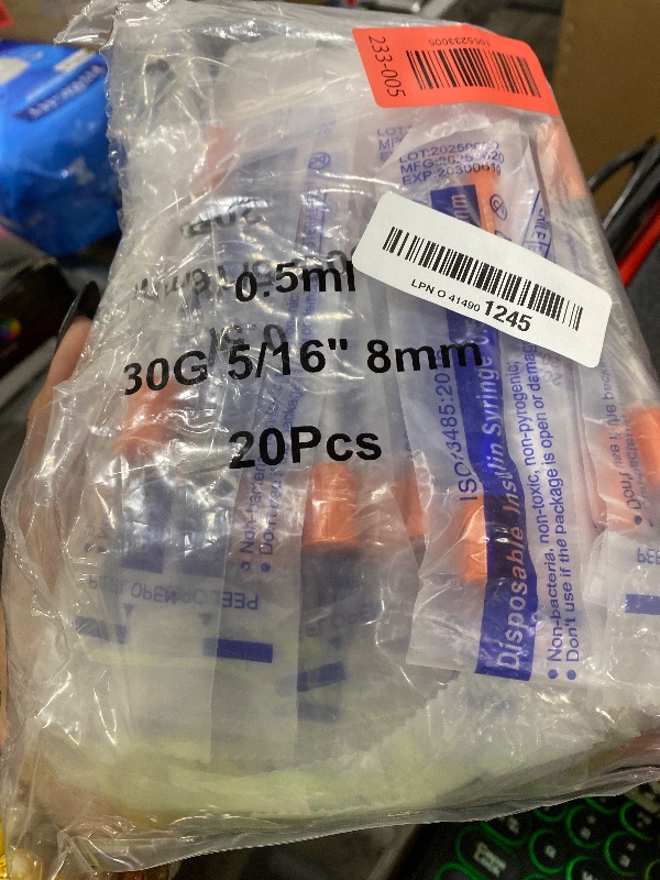 Photo 1 of U-100 0.5ml 30 Gauge 5/16" Syringe, Individually Packed 20 PACK