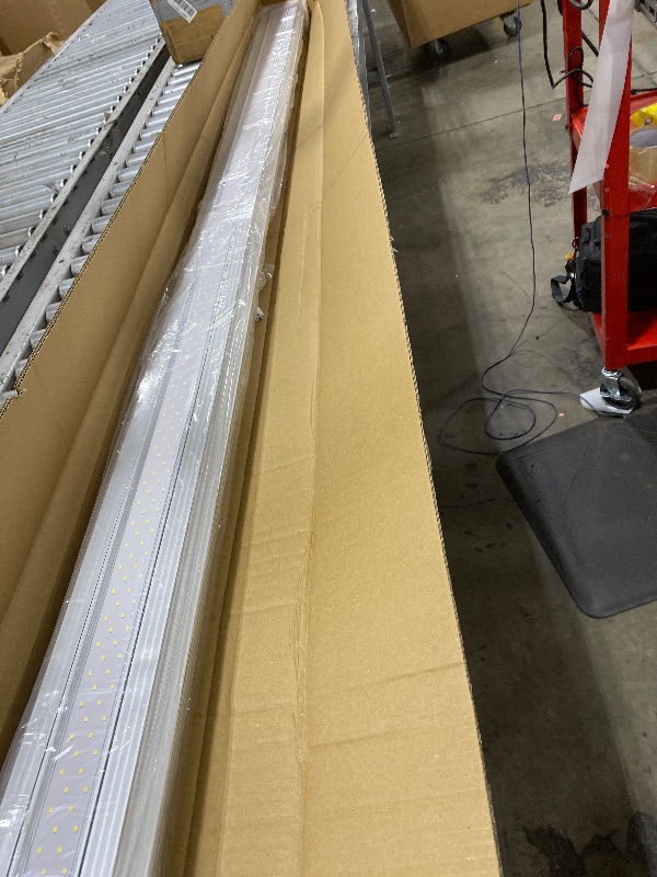Photo 1 of SZHLUX 8FT 110W LED Shop Light, 17400LM 5000K Utility Shop Light, Linkable Daylight White Shop Lights, Integrated LED Ceiling Light Fixture, Garage Light, LED Tube Light for Workshop