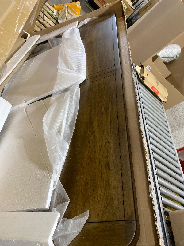 Photo 1 of Signature Design by Ashley Cabalynn Farmhouse Dining Extension Table with 1 Removable Center Leaf, Light Brown