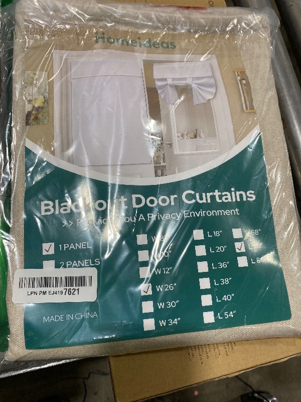 Photo 1 of HOMEIDEAS 100% Natural Linen Blackout French Door Curtains, Privacy Door Window Curtains, 26 X 72 Inch Room Darkening Blinds, Thermal Insulated Shades for Bedroom, 1 Panel