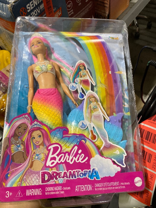Photo 1 of Barbie Dreamtopia Doll, Rainbow Magic Mermaid with Rainbow Hair and Blue Eyes, Water-Activated Color-Change Feature