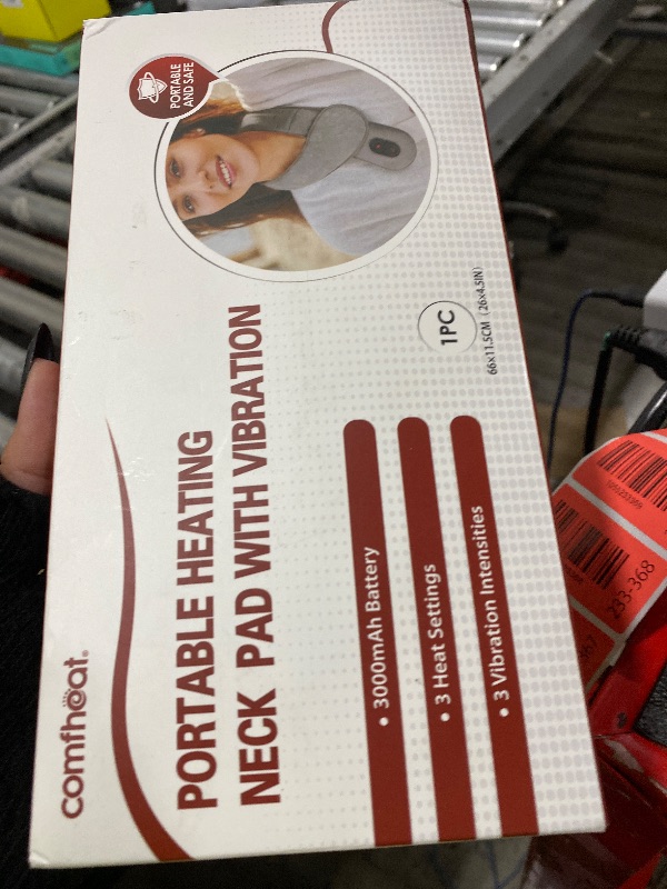 Photo 1 of Portable Neck Heating Pad with Vibration Massage for Pain Relief, Rechargeable Heated Neck Wrap for Soreness Stiffness, 3 Heat Levels & Vibrations, Auto-Off, 3000mAh Battery Included