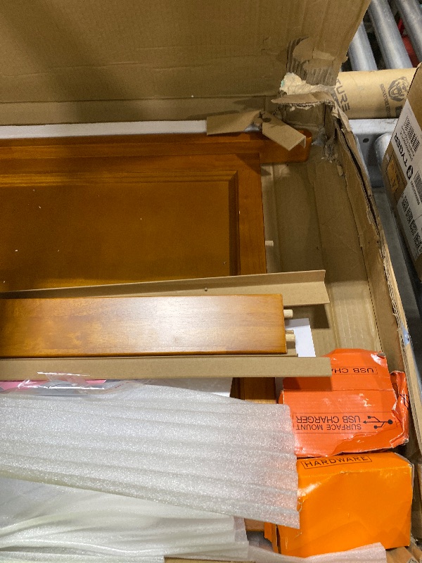 Photo 1 of AFI, Madison King Solid Wood Panel Headboard with Attachable Charger, Light Toffee