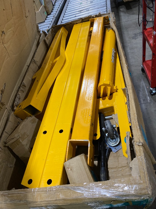 Photo 1 of 2-Ton Shop Crane with Lever, Hydraulic Folding Engine Hoist w/6 Steel Casters - Lift Car Transmissions, Boat Motors, Farm Equipment