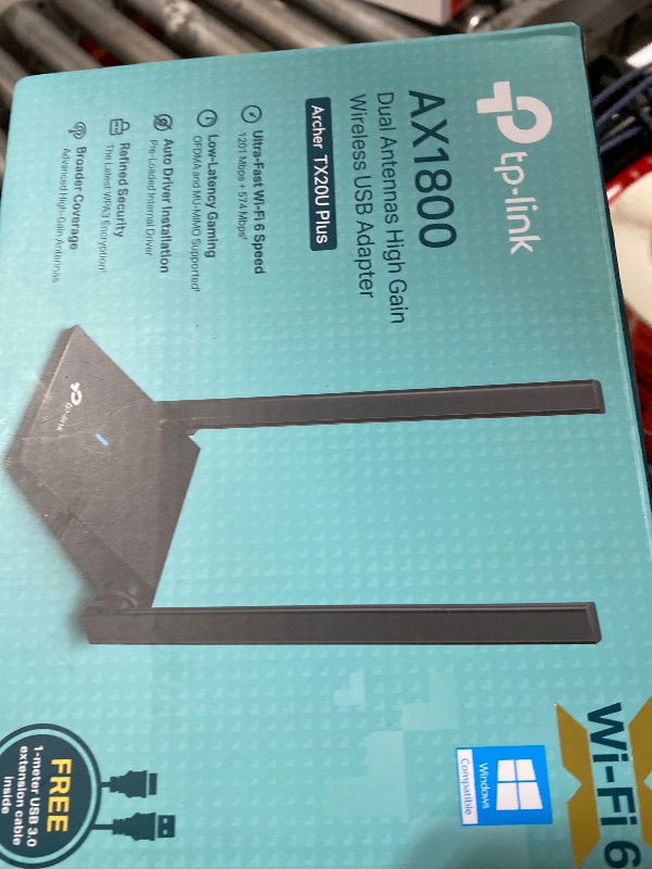 Photo 1 of TP-Link WiFi 6 USB Adapter for Desktop PC - (Archer TX20U Plus) AX1800 Wireless Network Adapter with 2.4GHz, 5GHz, High Gain Dual Band 5dBi Antenna, WPA3, Supports Windows 11/10