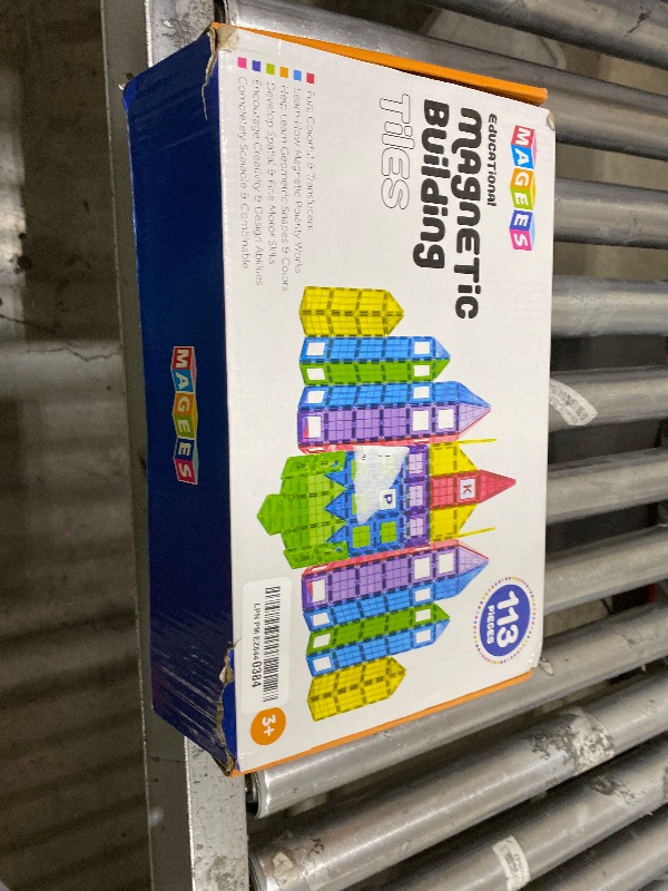 Photo 1 of Magnetic Tiles Building Blocks - 113pcs Advanced Set - STEM Toys for 3+ Year Old Boys and Girls -Strongest Magnets - Includes 13 Piece Insert Alphabet Cards - Learning by Playing