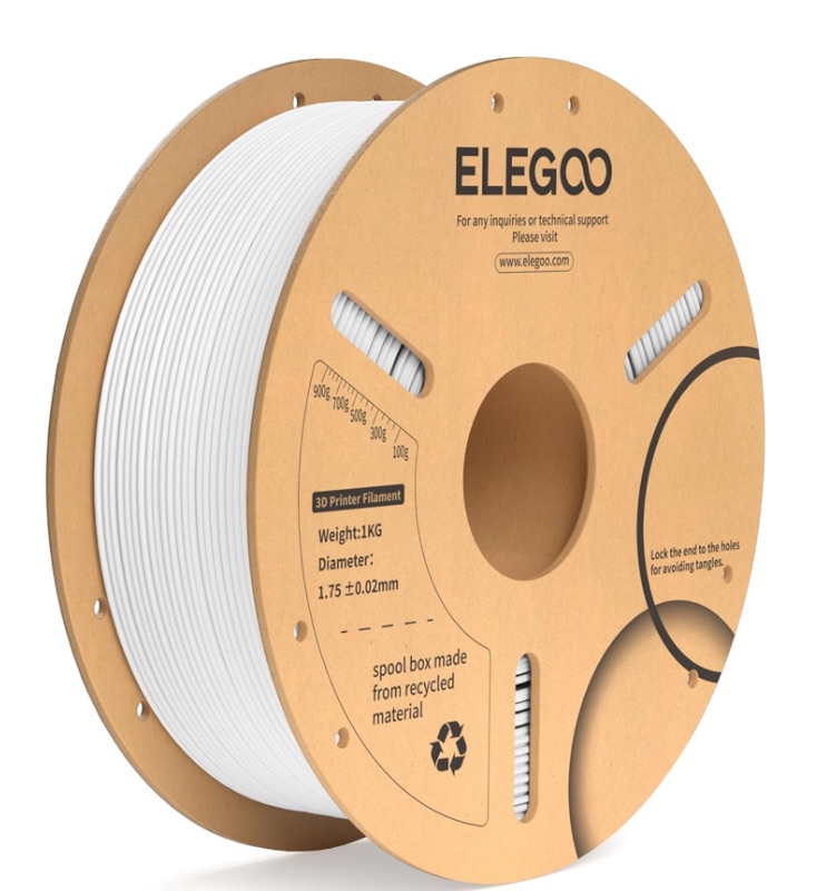 Photo 1 of ELEGOO PLA Plus Filament 1.75mm White 1KG, PLA+ Tougher and Stronger 3D Printer Filament Pro Dimensional Accuracy +/- 0.02mm, 1kg Spool(2.2lbs) Fits for Most FDM 3D Printers