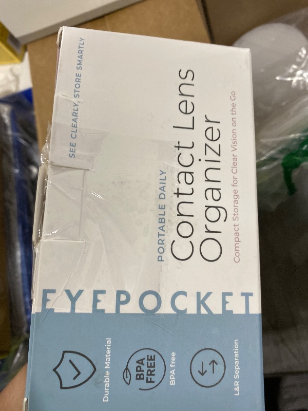Photo 1 of EYEPOCKET Daily Contact Lens Case - Travel Contact Case, Daily Lens Organizer, Flip Top Eye Contacts Carrier for Disposable Lenses & Dailies, Light Blue