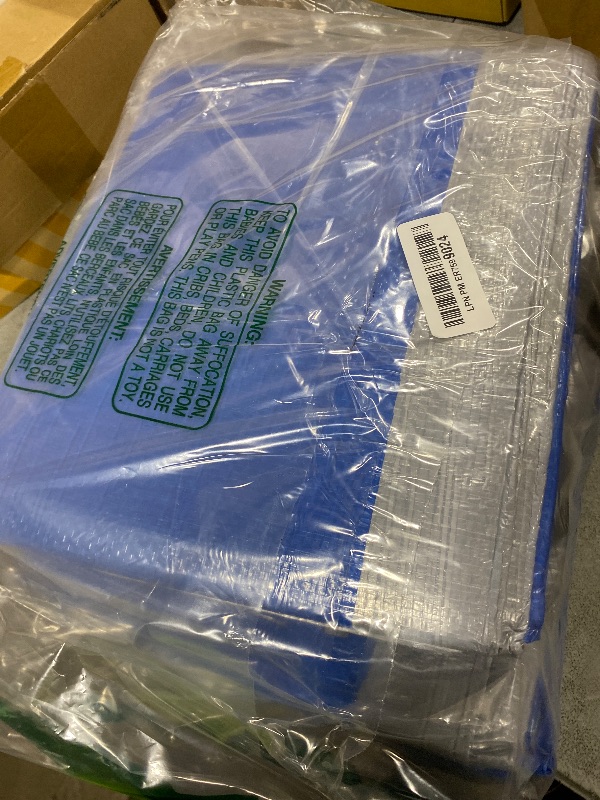 Photo 1 of Tarps 8x10 Feet (5 Pack) - 5.5 Mil, Multipurpose Waterproof Poly Tarp Cover with Metal Grommets and Reinforced Edges, Silver/Blue Tarp by RAINDEWAY