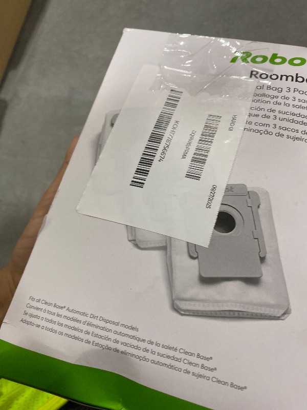 Photo 1 of iRobot Authentic Replacement Parts - 3 Count (Pack of 1) Dirt Disposal Bags Compatible with Roomba Clean Base Models i1+, i3+, i4+, i5+, i7+, i8+, Combo j8+, j9+