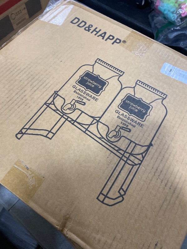 Photo 1 of 1 Gallon Glass Drink Dispensers For Parties 2PACK.Beverage Dispenser,Glass Drink Dispenser With Stand And Stainless Steel Spigot 100% Leakproof.Lemonade Dispenser With Ice Cylinder.Laundry Detergent