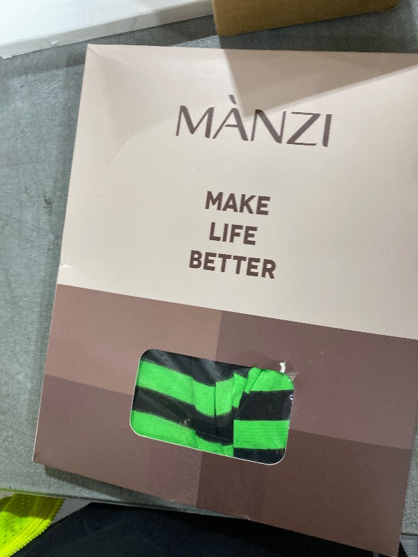 Photo 1 of MANZI 2 Pairs Plus Size Striped Tights for Women 40D Stretchy Tights Opaque Striped Pantyhose for Halloween Xmas(Black+Green)