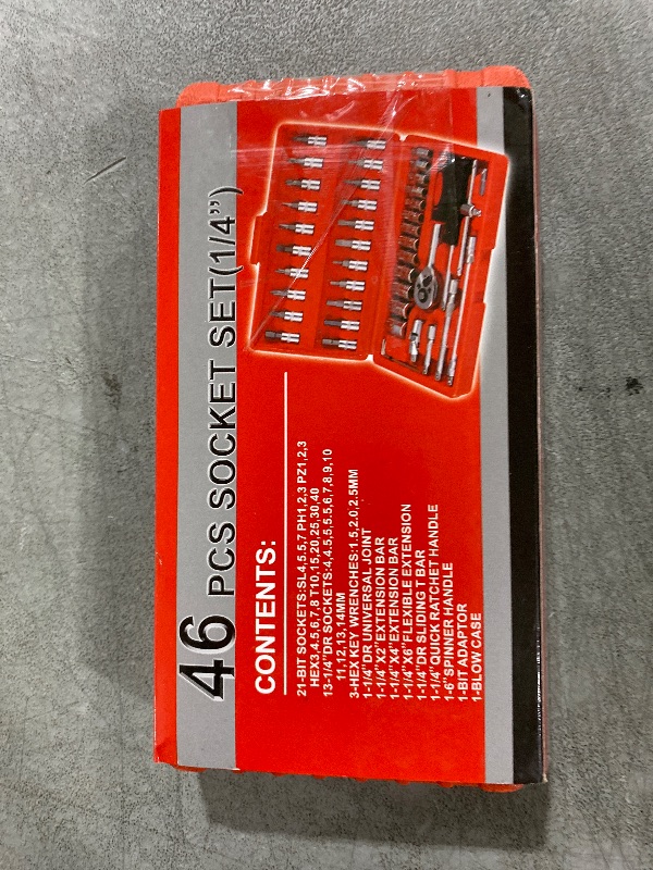 Photo 1 of Beaiguna 46PCS Small Drive Socket Ratchet Wrench Screwdriver Set, 1/4 Inch Metric Socket and Ratchet Wrench Set with Extension Bar, Upgrade Compact Tool Set for Car