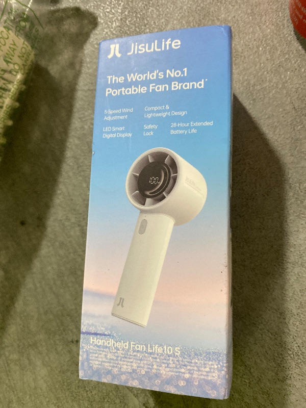 Photo 1 of JISULIFE Handheld Turbo Fan, 5000mAh Rechargeable Portable Fans,Up to 28 Hours Working,5 Speed Strong Wind,Personal Mini Fan for Travel Outdoor Camping Beach Makeup?Gray?