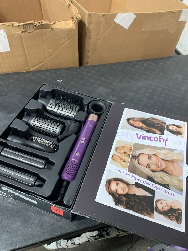 Photo 3 of Vincofy 7-in-1 Hot Air Styler & Hair Dryer with 110,000 RPM High-Speed Motor –Blow Dryer Brush for Fast Drying, Curling, Straightening & Volumizing – No Heat Damage – for All Hair Types – Violet