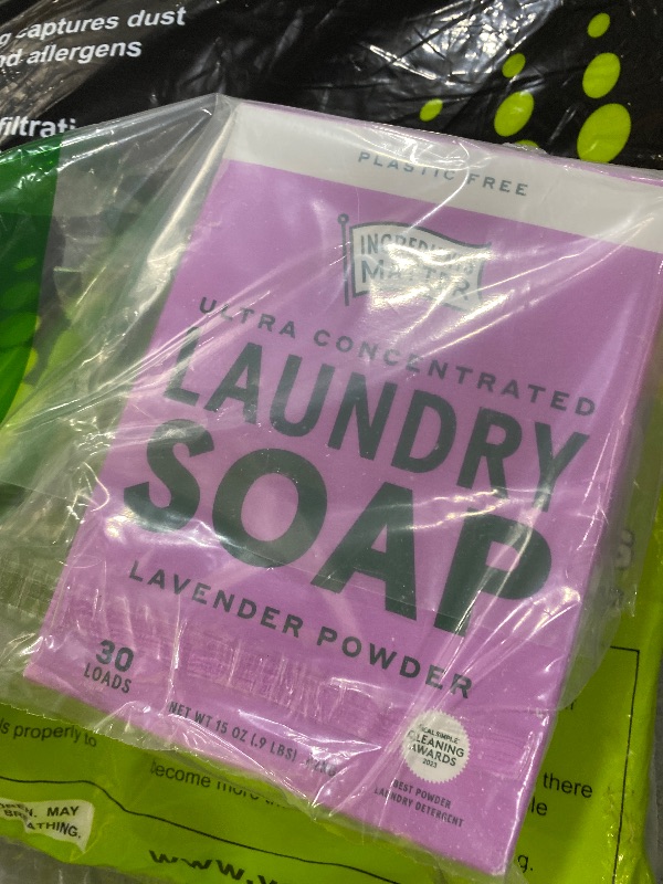 Photo 1 of Ingredients Matter Powder Laundry Soap - Lavender Scent, Hypoallergenic Detergent, Natural & Eco-Friendly, Plastic Free, Made in USA, Natural Essential Oils & Dermatologist Tested - 15 oz, 30 Loads