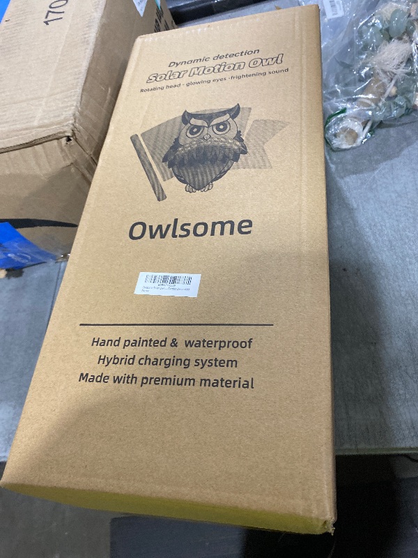 Photo 1 of Owlsome Solar Owl with Glowing Eyes, Rotating Head, Hoot Sound, Motion Detector and Silent Mode, Plastic Owl Garden Sculpture, Garden Decoration