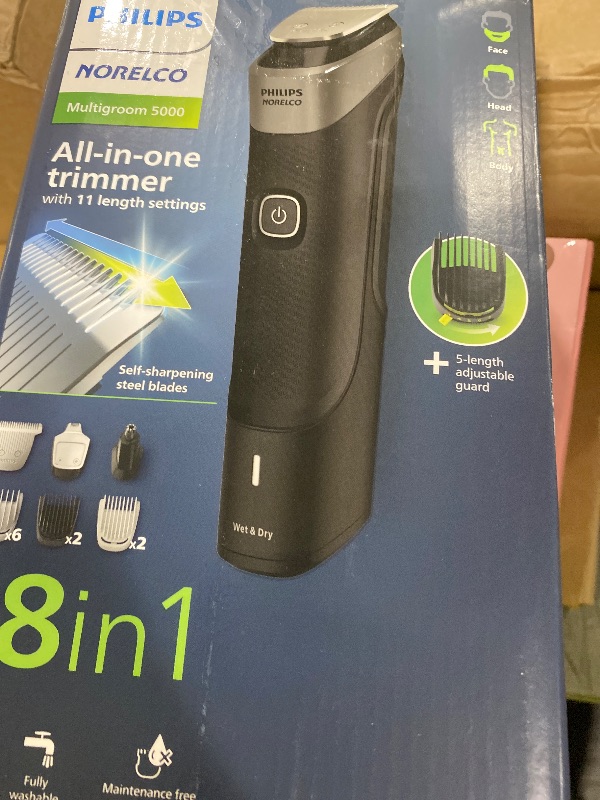 Photo 1 of Philips Norelco Multigroom Series 5000 18 Piece, Beard Face, Hair, Body and Intimate Hair Trimmer for Men - NO BLADE OIL MG5910/49