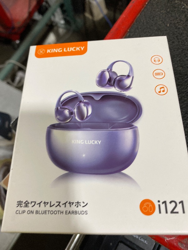 Photo 1 of King Lucky Clip on Earbuds Open Ear Wireless Bluetooth 5.4 Headphones with Mic, 50H Play, Noise Cancelling, Waterproof, Comfortable for Small Ears & Glasses Wearers, Sports, Workouts, Purple