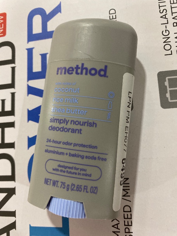 Photo 1 of Method Deodorant, Simply Nourish, Coconut, Rice Milk + Shea Butter notes, 24 Hour Odor Protection, 2.65 oz