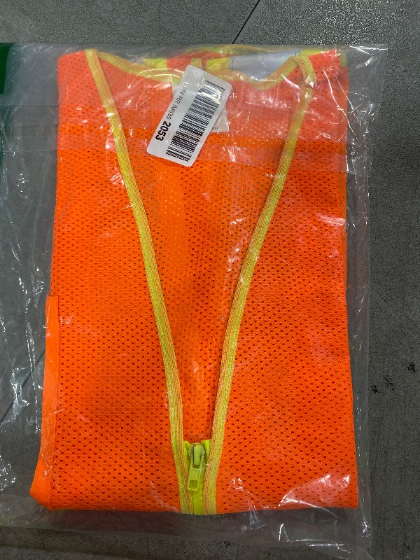 Photo 1 of SULWZM 3M High Visibility Reflective Safety Vest with Zipper and Pockets Orange,M
