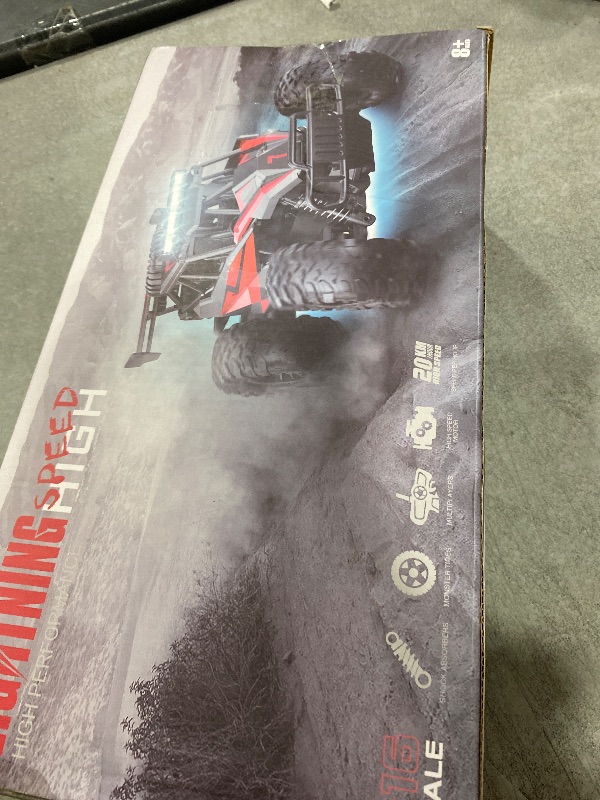 Photo 1 of LARVEY 1:16 Scale Purple Remote Control Car, 20 Km/h High Speed Girls Remote Control Car Monster Vehicle with LED Headlights and Chassis Lights, RC Truck for Girls Boys and Adults