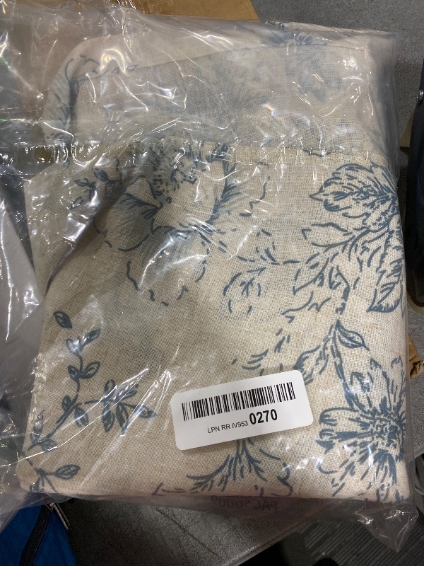 Photo 1 of jinchan Floral Linen Tier Curtains Blue Flower on Beige Cafe Curtains 36 Inch Length Kitchen Living Room Bedroom Bathroom Farmhouse Rustic Country Rod Pocket 2 Panels