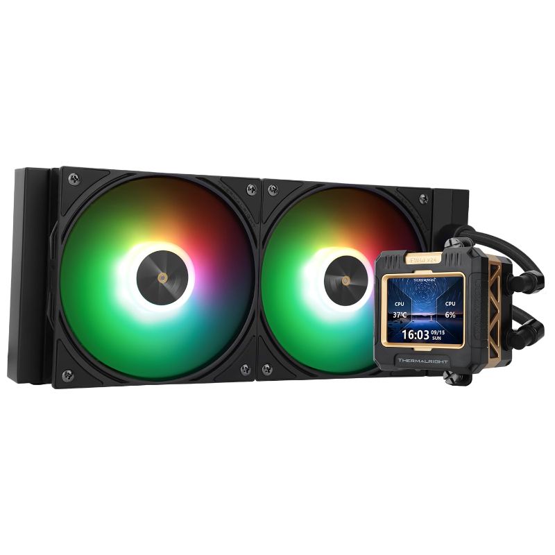 Photo 1 of Thermalright FW240 White ARGB V2 CPU Water Cooler with 2 PWM Fans with 2000RPM,IPS LCD Screen with 320 * 240 Resolution,Liquid CPU Cooler,CPU PC Aio Cooler for AMD:AM4/AM5/Intel LGA1700