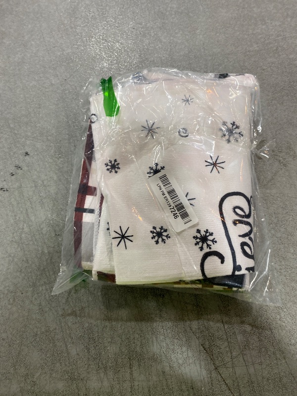 Photo 1 of Artoid Mode Black Red Xmas Tree Snowman Christmas Kitchen Towels Dish Towels, 18x26 Inch Holiday Believe Bird Winter Decoration Hand Towels Set of 4