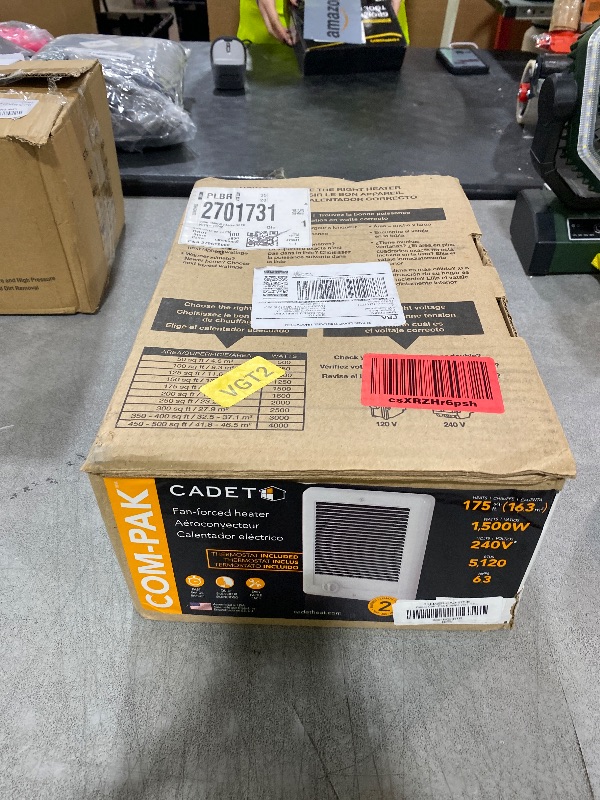 Photo 1 of Cadet Com-Pak Electric Wall Heater Complete Unit with Thermostat (Model: CSC152TW, Part: 67506), 5120/3840 BTU, 240/208 Volt, 1500/1125 Watt, White