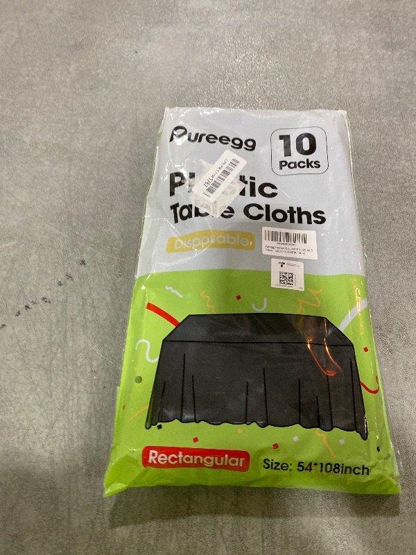 Photo 1 of Pureegg Plastic Table Cloth Disposable 10 Pack, 54 x 108 Inch Table Cloths, Halloween Party Decorations, Summerween Decor, Halloween Tablecloths, Rectangle, Plastic Cover, Leakproof & Sturdy, Black